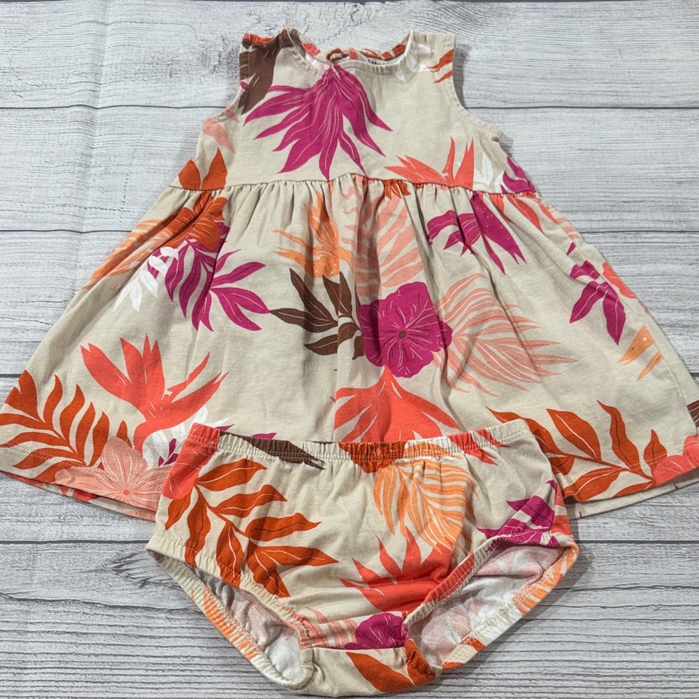 Carter's Baby Girls Tropical Dress Set - Pink, Orange, Cream